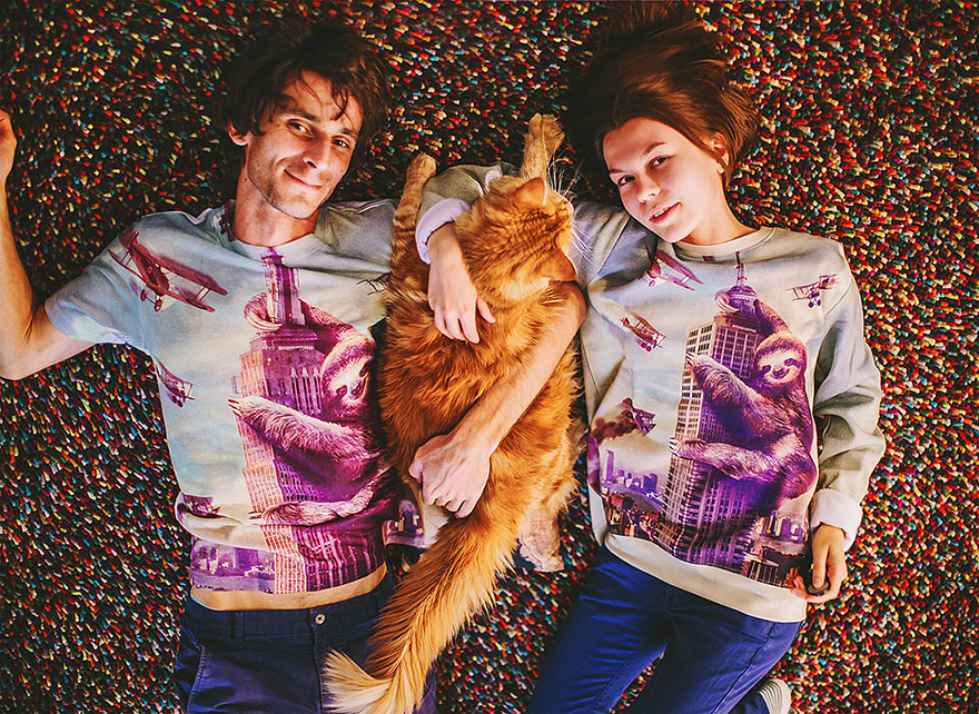 Фотограф Кристина Макеева со своим молодым человеком и котом Котлетой