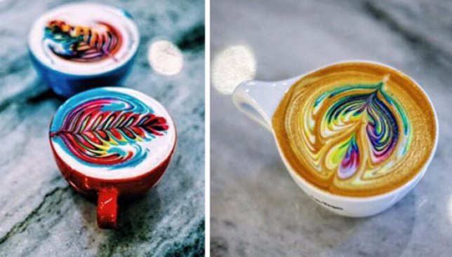 Разноцветный кофе: бариста из Лас-Вегаса придумал, как сделать пенку очень необычной (Фото)